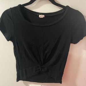 Black Garage tie-front tee cropped tee shirt.